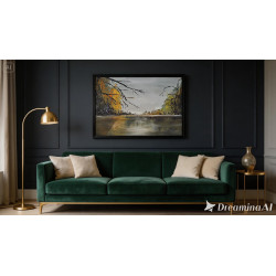 Rivage Brumeux - Tableau unique à l'acrylique et au couteau