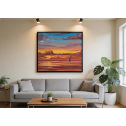 Horizon Doré - Pièce unique peinte à la main