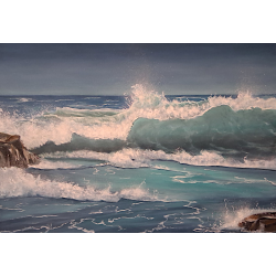 PAYSAGE MER AGITEE-Huile toile