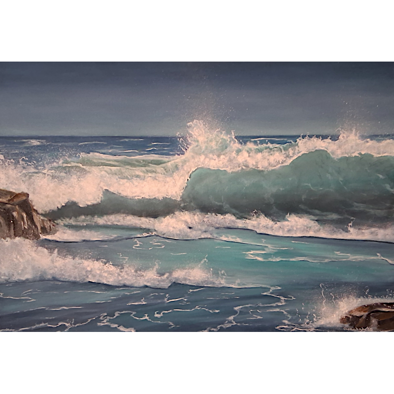 PAYSAGE MER AGITEE-Huile toile